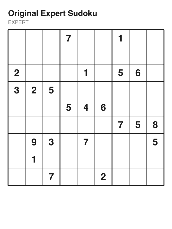 Expert sudoku puzzle, 22 clues