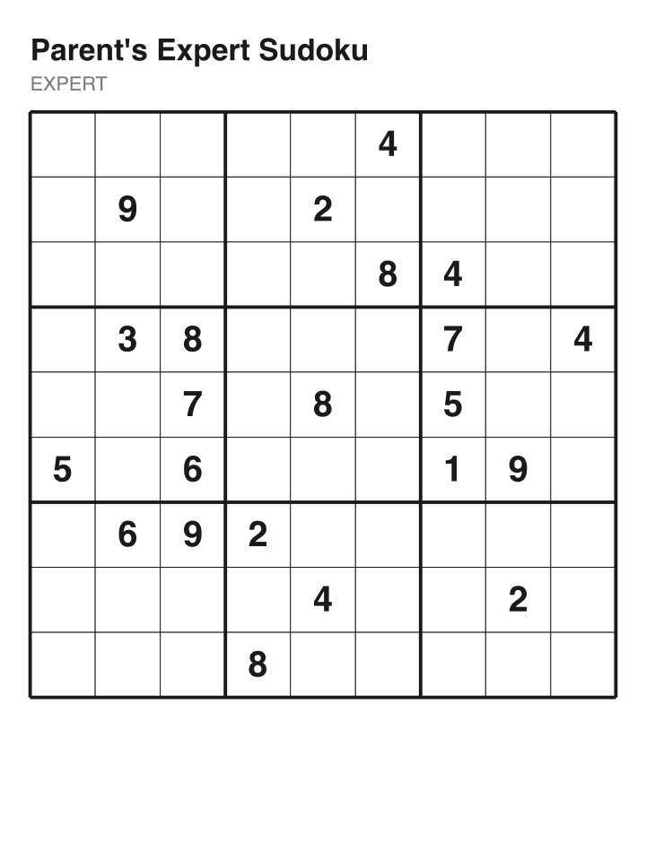 Expert sudoku puzzle, 22 clues