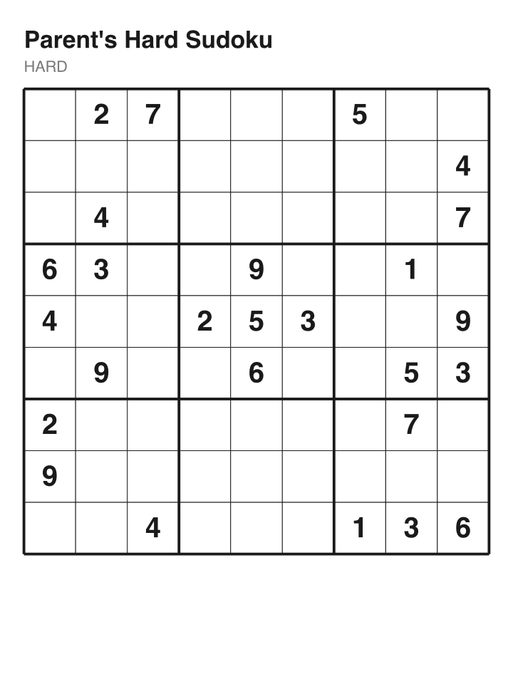 Hard sudoku puzzle, 26 clues