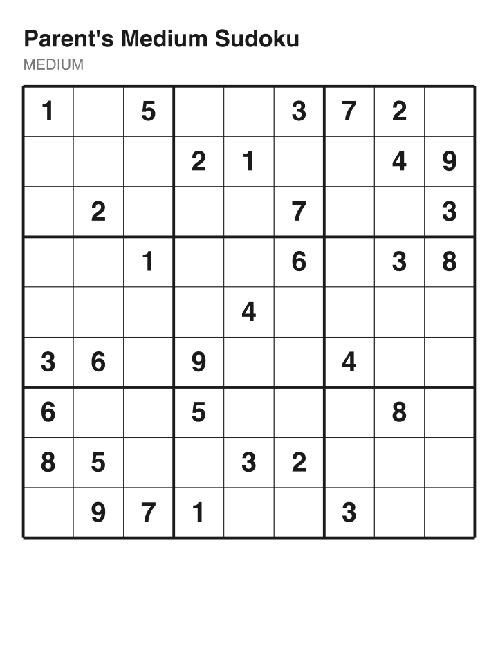 Medium sudoku puzzle, 32 clues