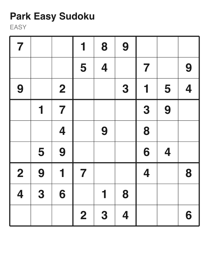 Easy sudoku puzzle, 40 clues