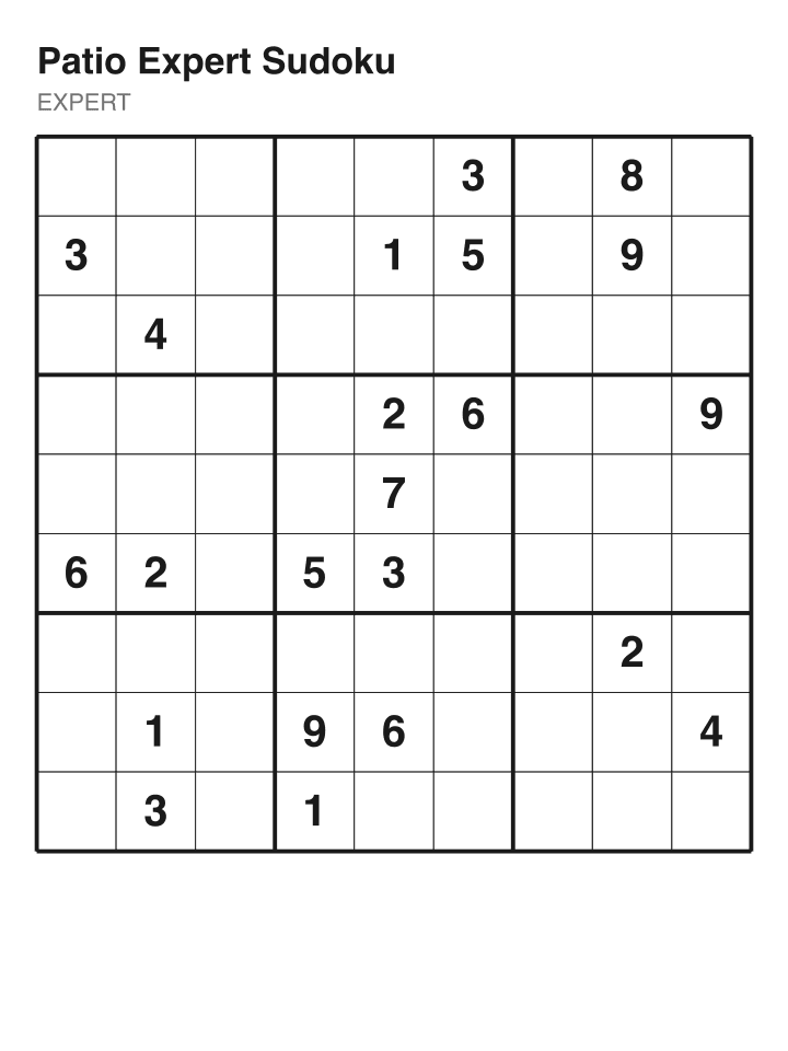 Expert sudoku puzzle, 22 clues