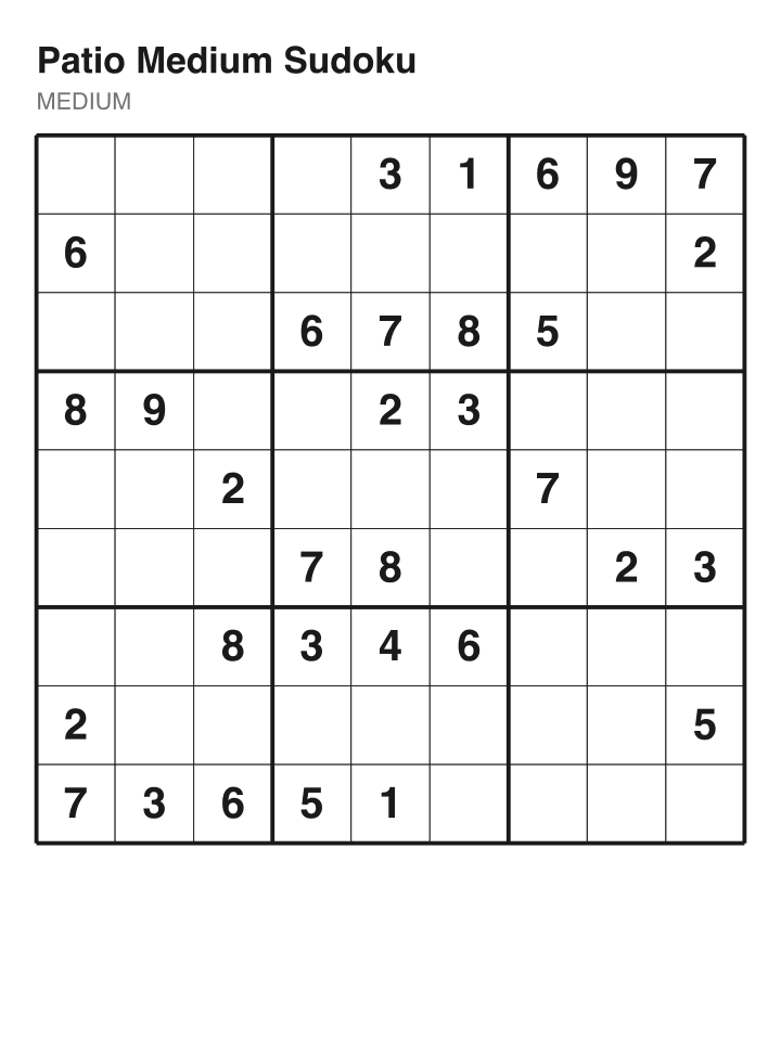 Medium sudoku puzzle, 32 clues