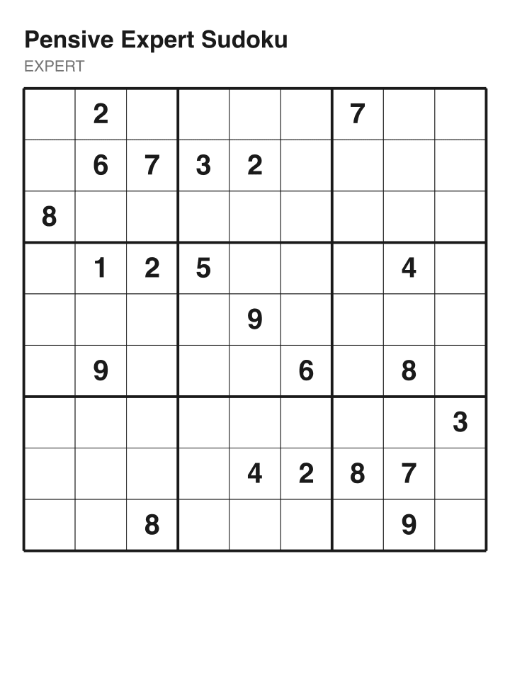 Expert sudoku puzzle, 22 clues