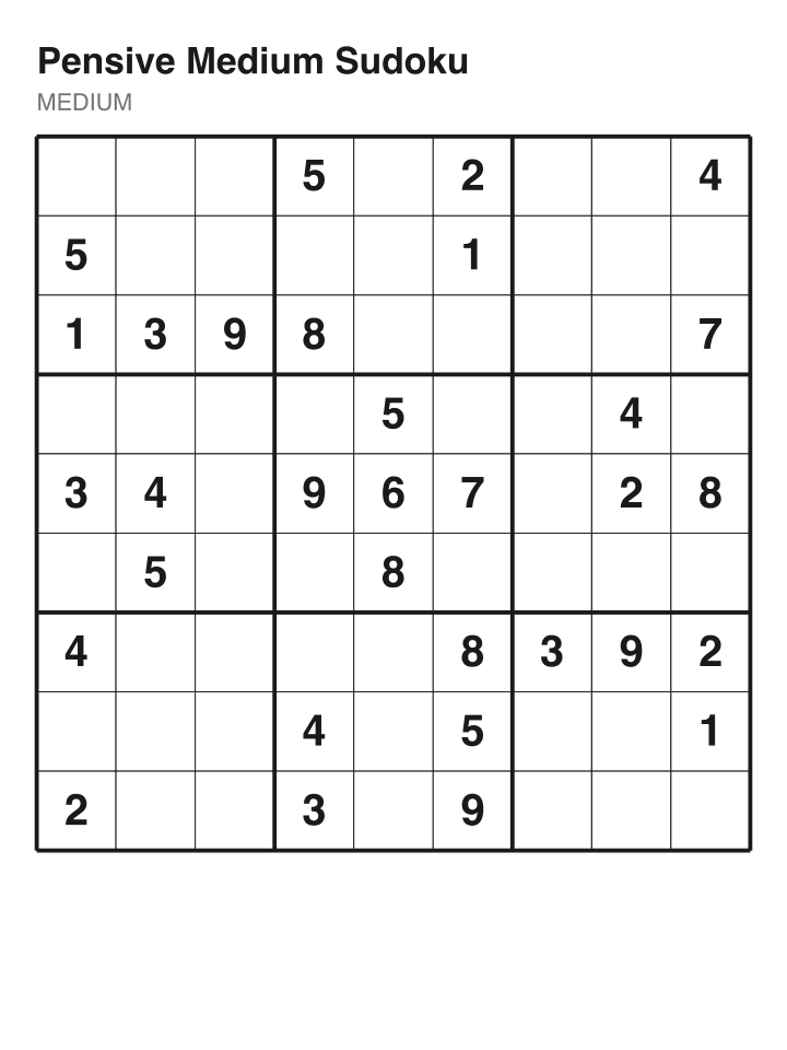 Medium sudoku puzzle, 32 clues