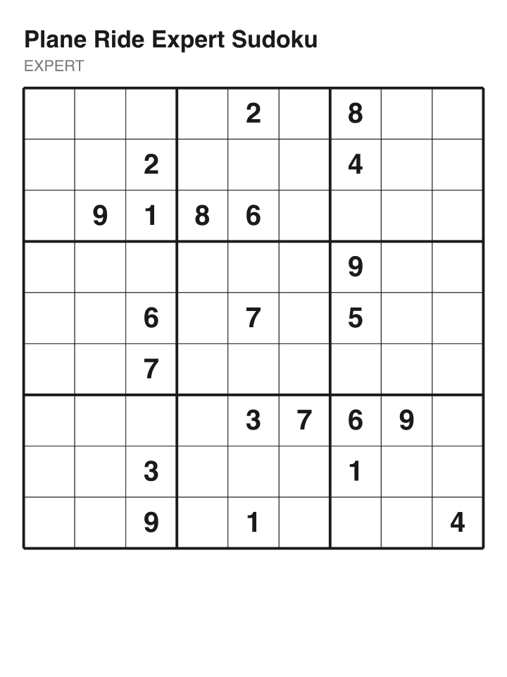 Expert sudoku puzzle, 22 clues