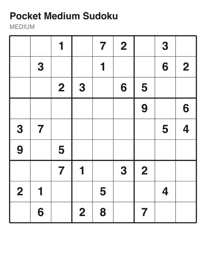 Medium sudoku puzzle, 32 clues