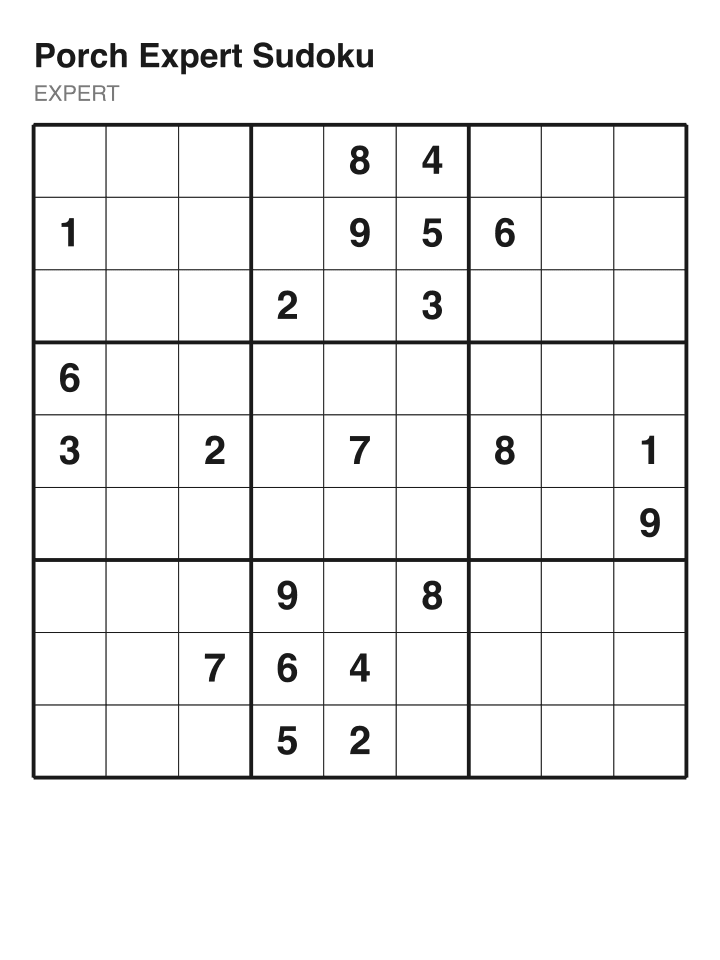 Expert sudoku puzzle, 22 clues