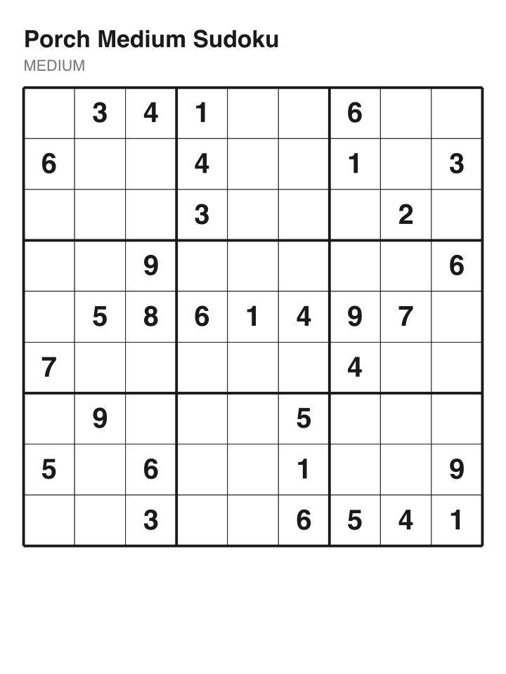 Medium sudoku puzzle, 32 clues