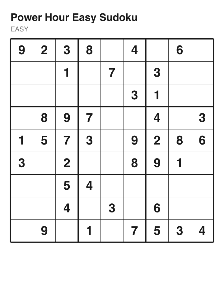 Easy sudoku puzzle, 40 clues