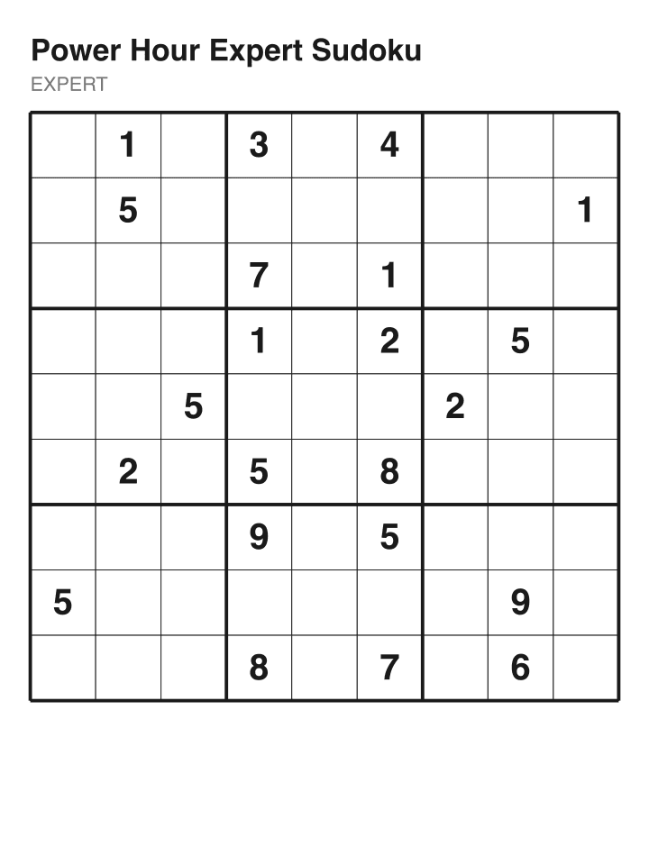 Expert sudoku puzzle, 22 clues