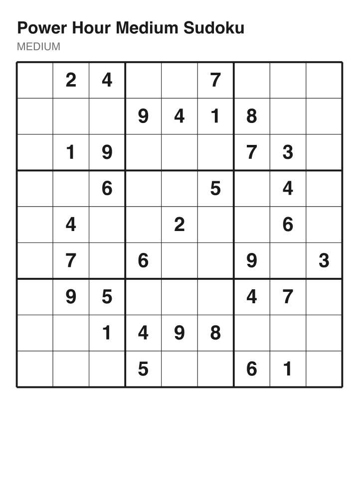 Medium sudoku puzzle, 32 clues