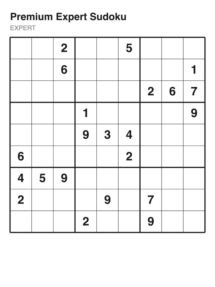 Expert sudoku puzzle, 22 clues