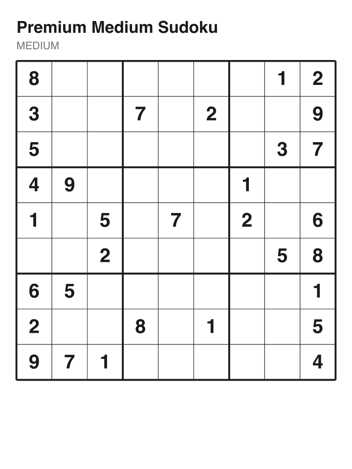 Premium Medium Sudoku
