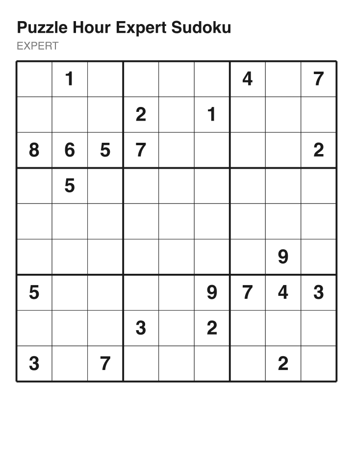 Expert sudoku puzzle, 22 clues