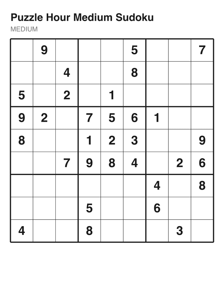 Medium sudoku puzzle, 32 clues