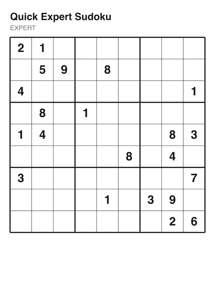 Expert sudoku puzzle, 22 clues