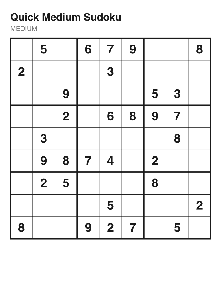 Medium sudoku puzzle, 32 clues