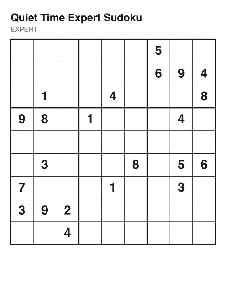 Expert sudoku puzzle, 22 clues