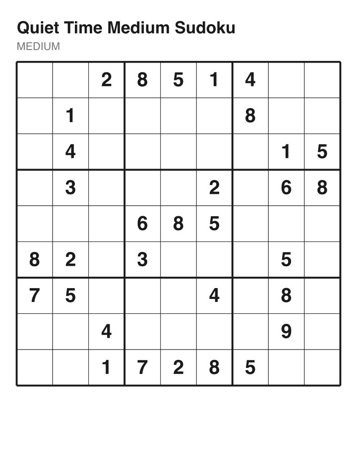 Medium sudoku puzzle, 32 clues