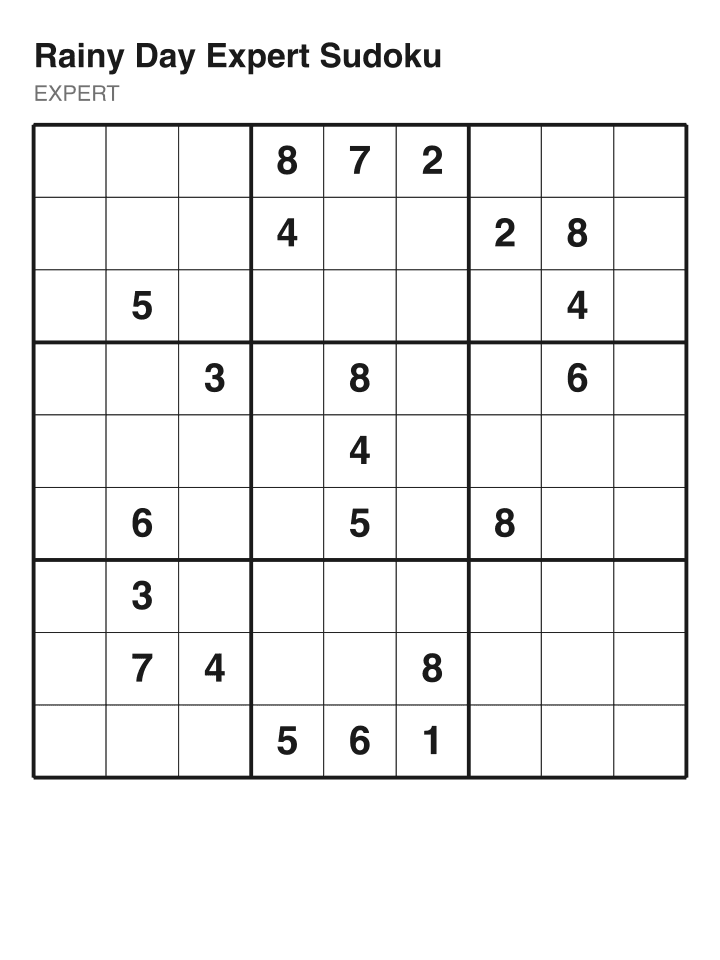 Expert sudoku puzzle, 22 clues