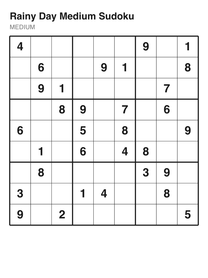 Medium sudoku puzzle, 32 clues