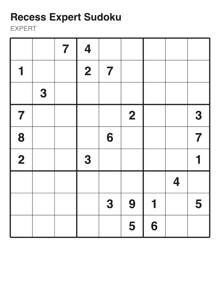 Expert sudoku puzzle, 22 clues