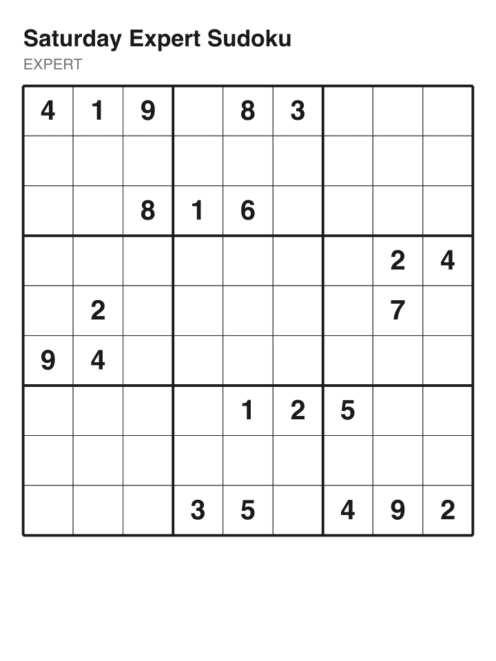 Expert sudoku puzzle, 22 clues