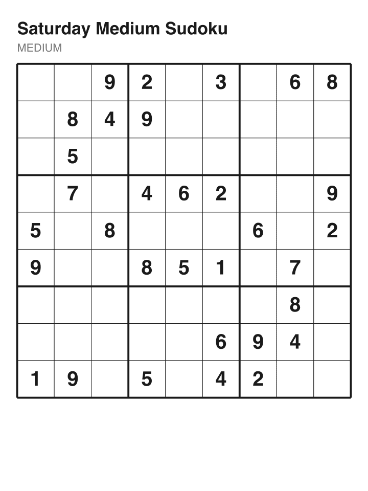 Medium sudoku puzzle, 32 clues