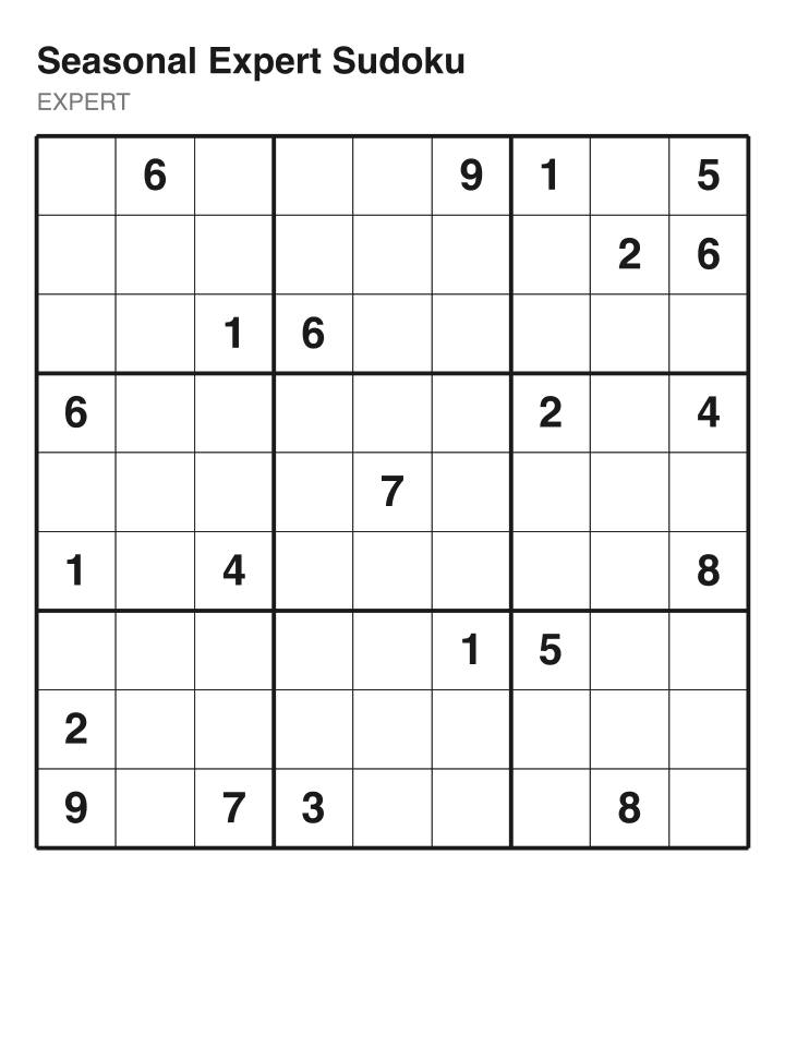 Expert sudoku puzzle, 22 clues