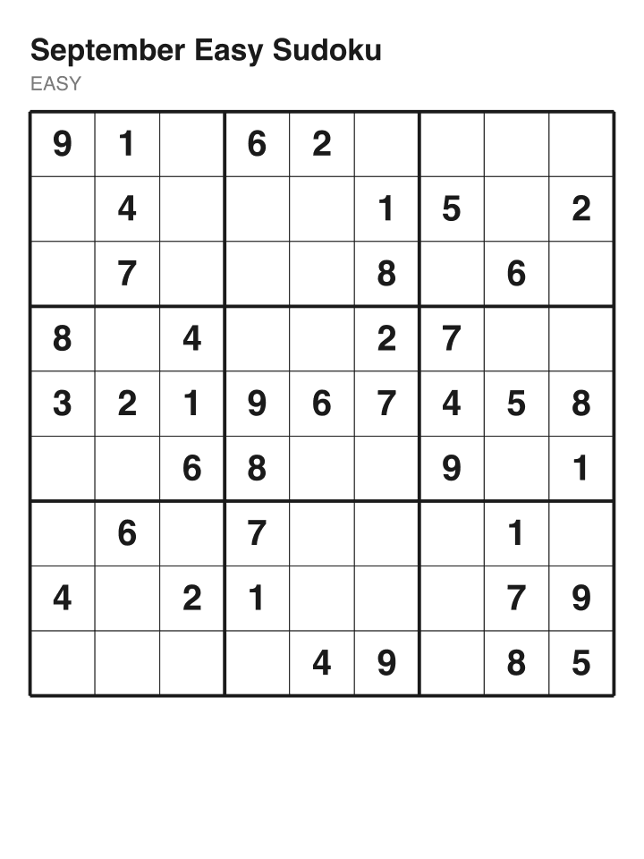 Easy sudoku puzzle, 40 clues
