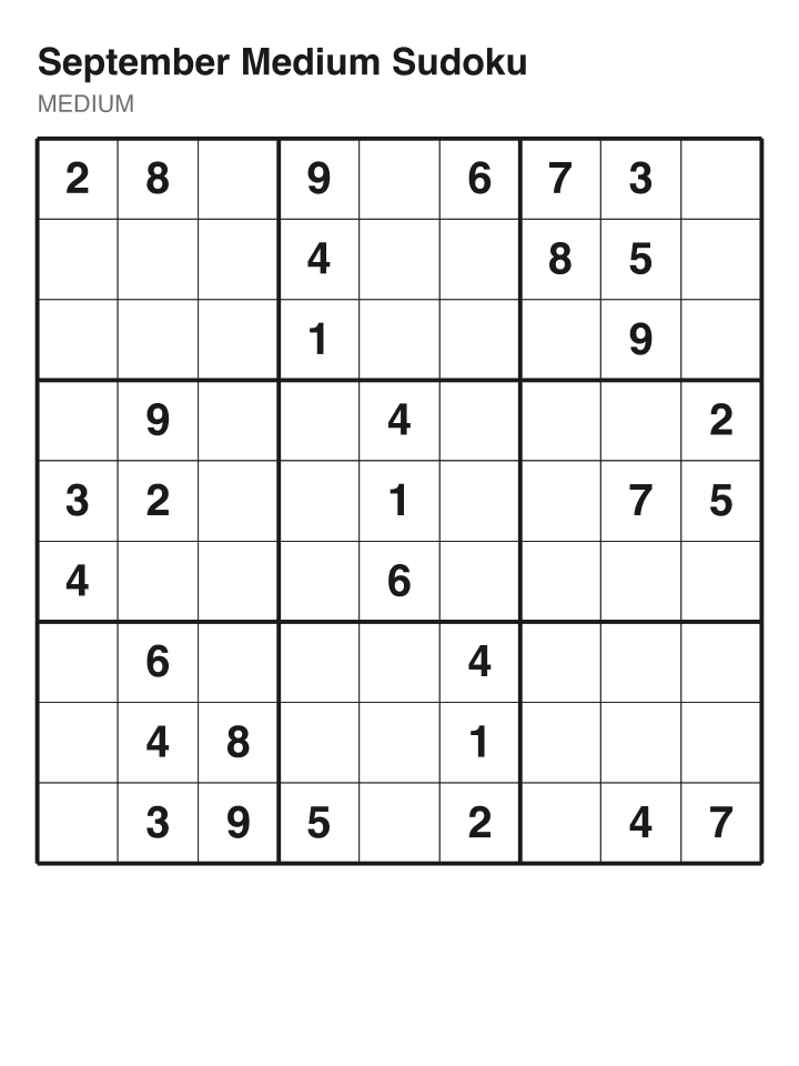 Medium sudoku puzzle, 32 clues