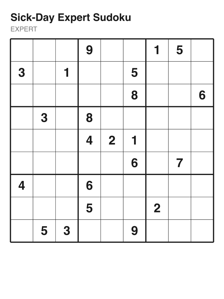 Expert sudoku puzzle, 22 clues