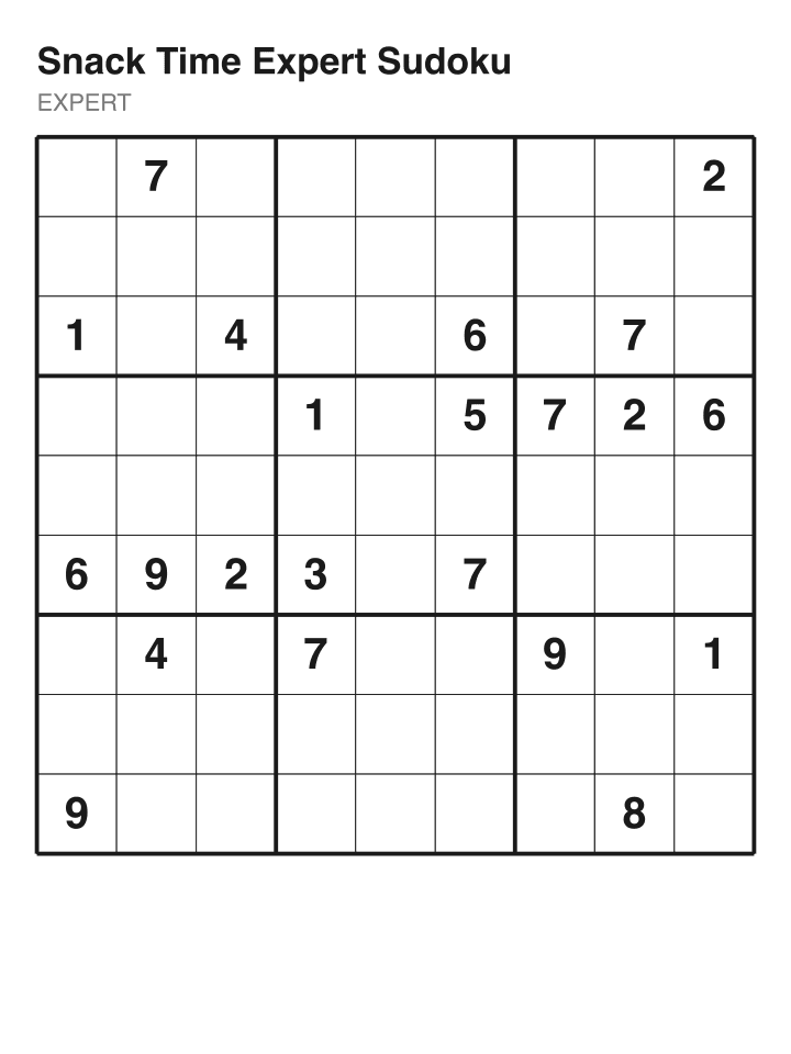Expert sudoku puzzle, 22 clues