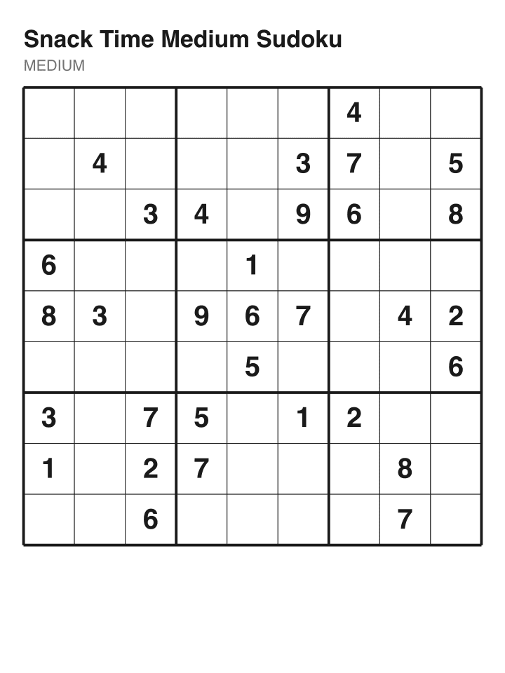 Medium sudoku puzzle, 32 clues