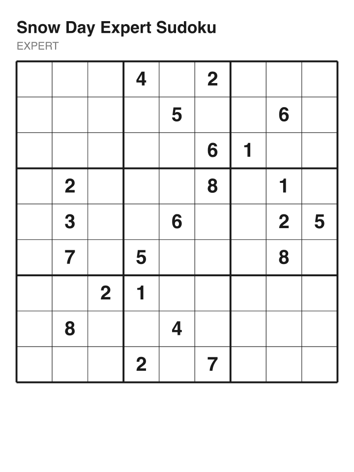 Expert sudoku puzzle, 22 clues