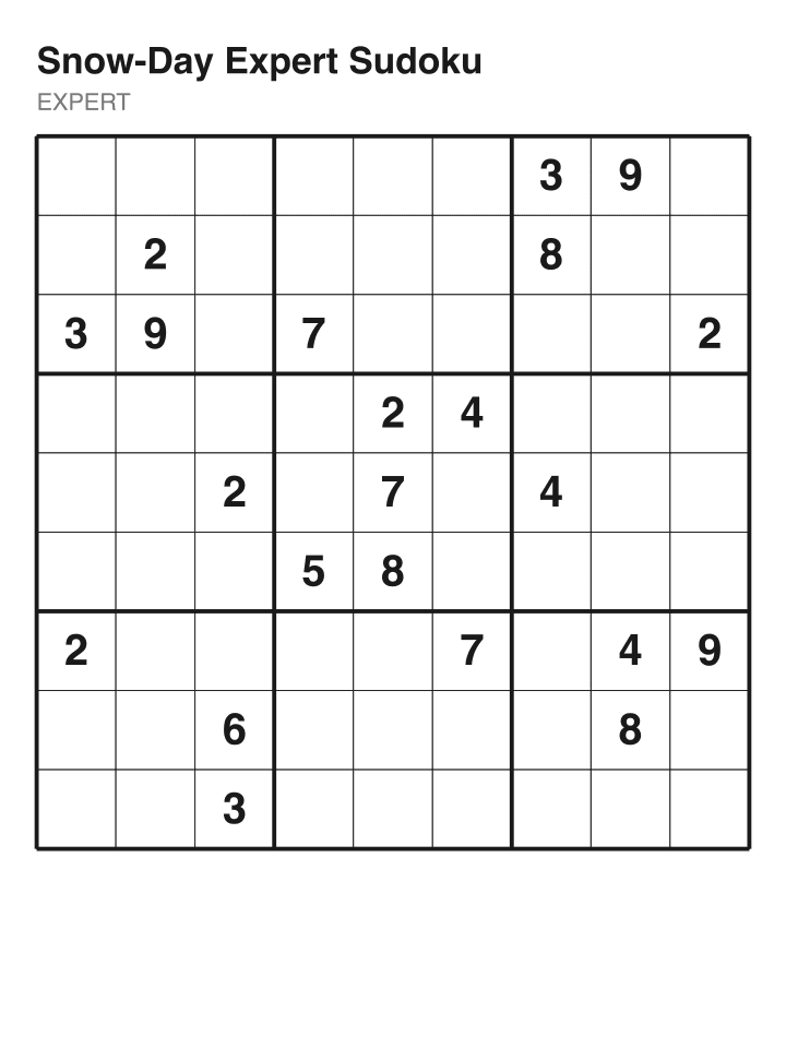 Expert sudoku puzzle, 22 clues