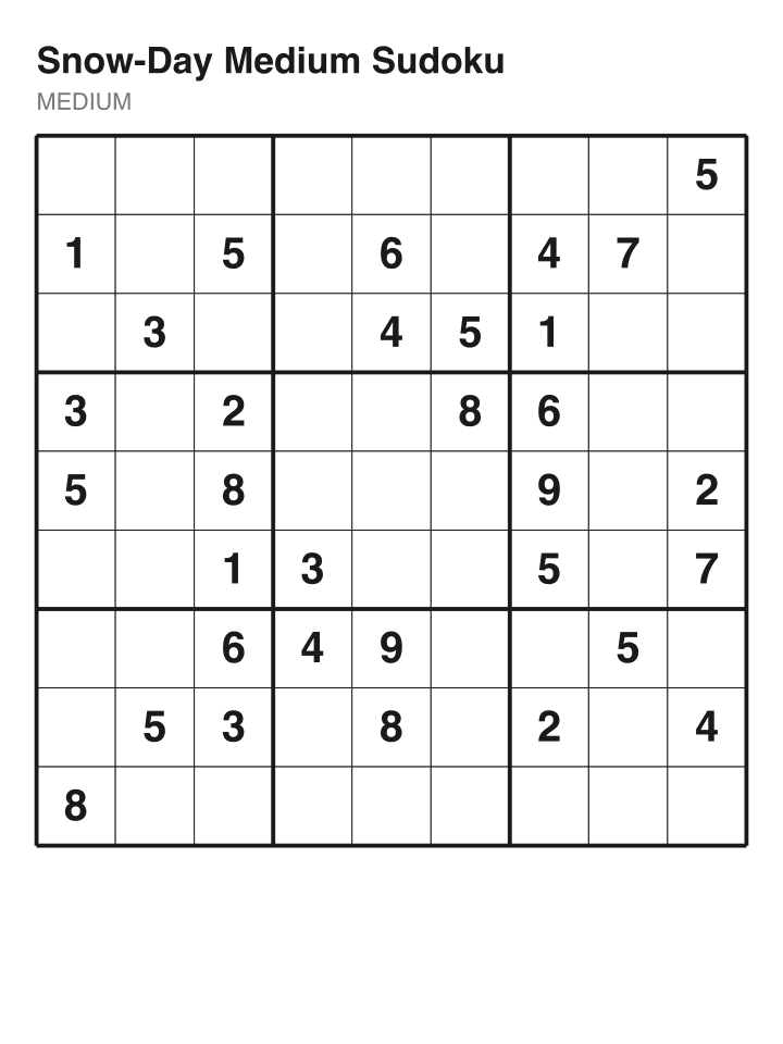 Medium sudoku puzzle, 32 clues