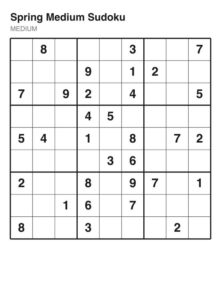 Medium sudoku puzzle, 32 clues