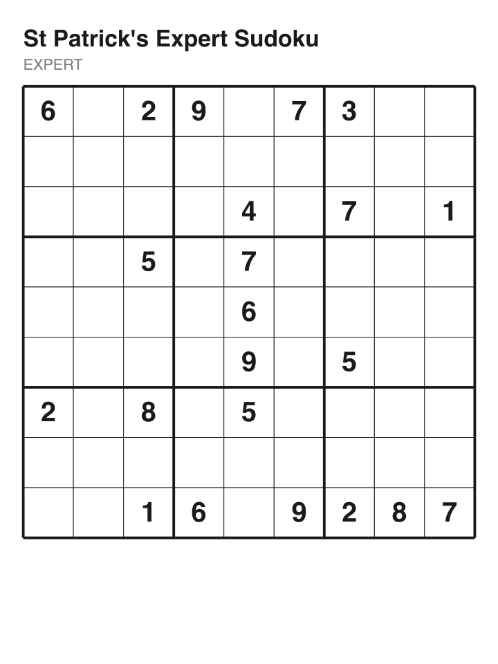 Expert sudoku puzzle, 22 clues
