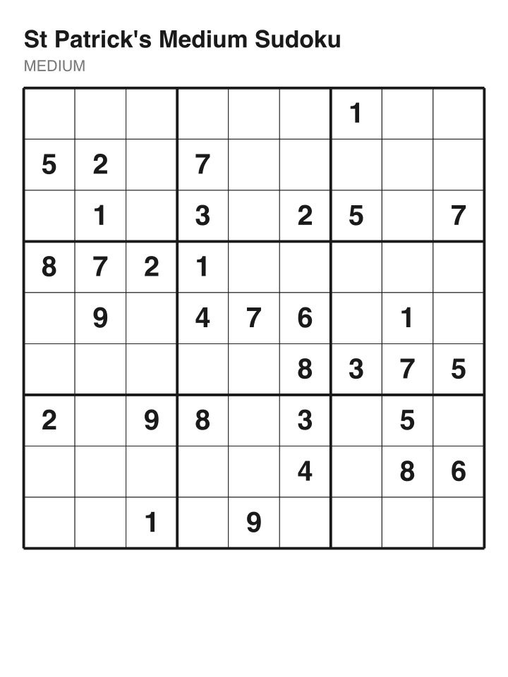 Medium sudoku puzzle, 32 clues