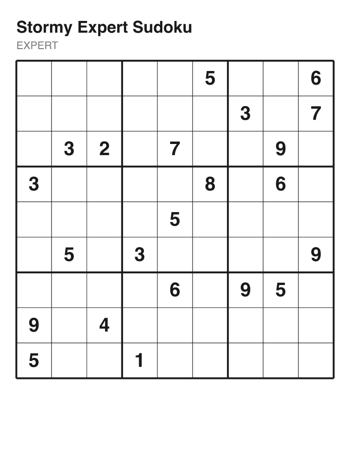 Expert sudoku puzzle, 22 clues