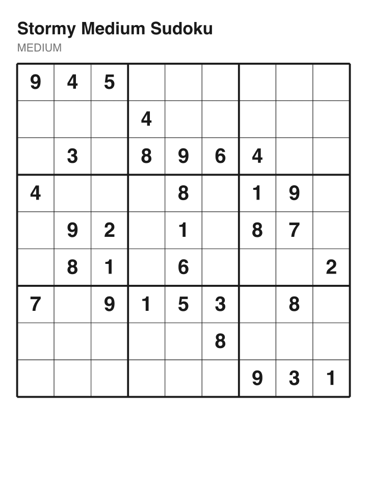 Medium sudoku puzzle, 32 clues