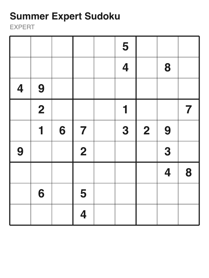 Expert sudoku puzzle, 22 clues