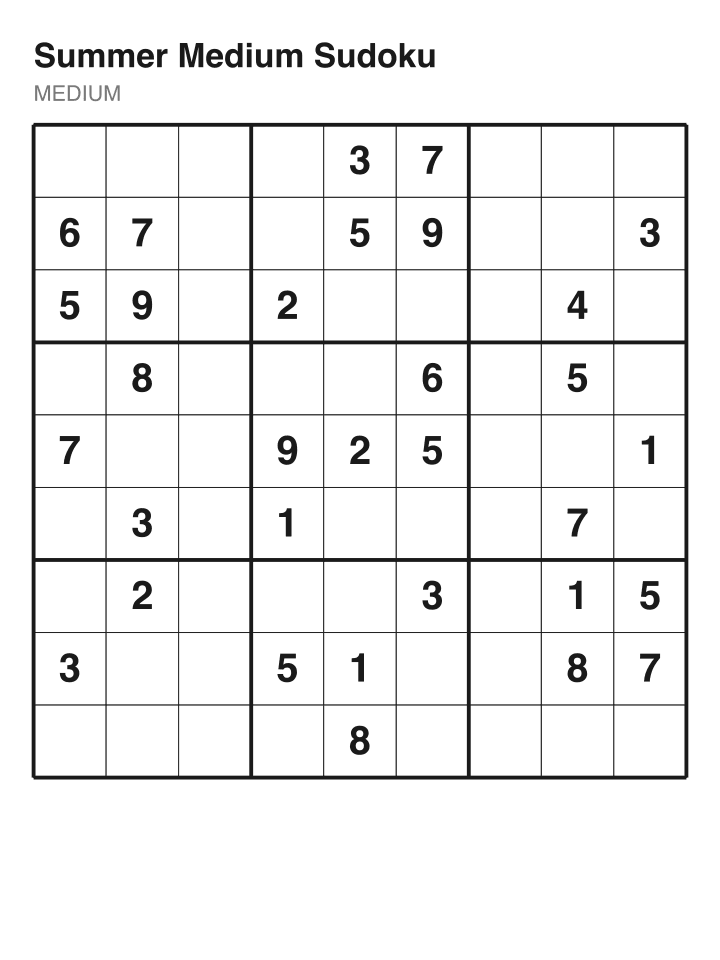 Medium sudoku puzzle, 32 clues
