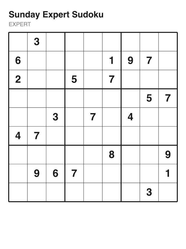Expert sudoku puzzle, 22 clues
