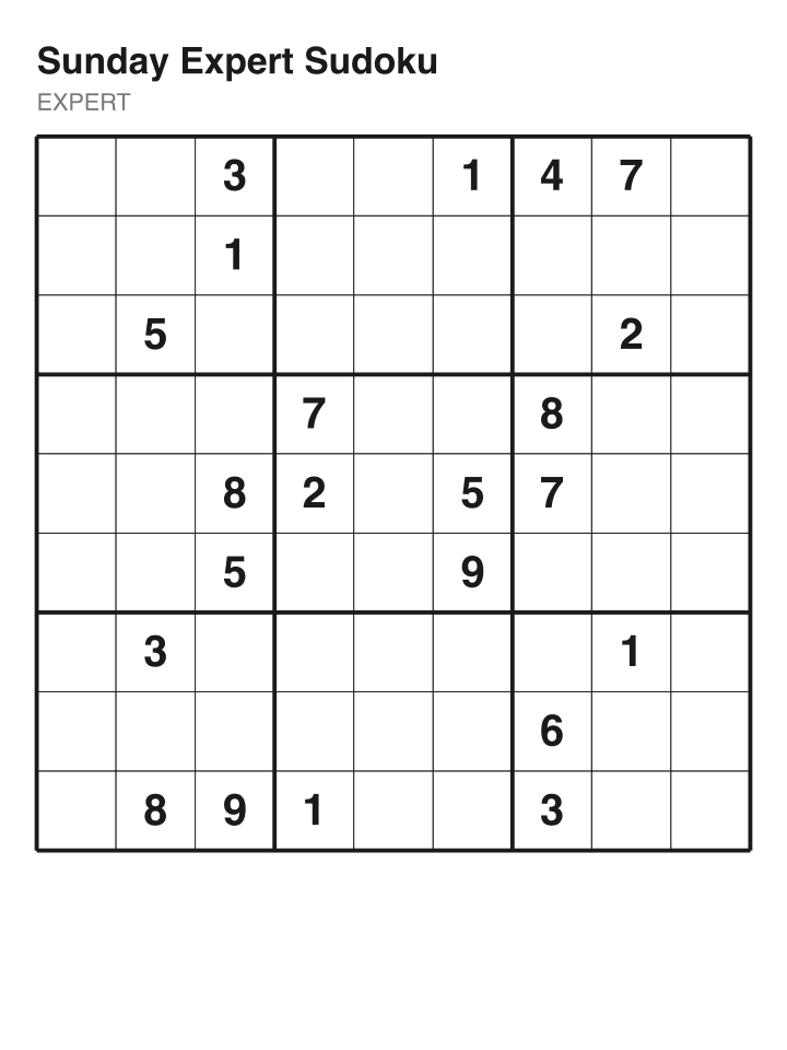 Expert sudoku puzzle, 22 clues