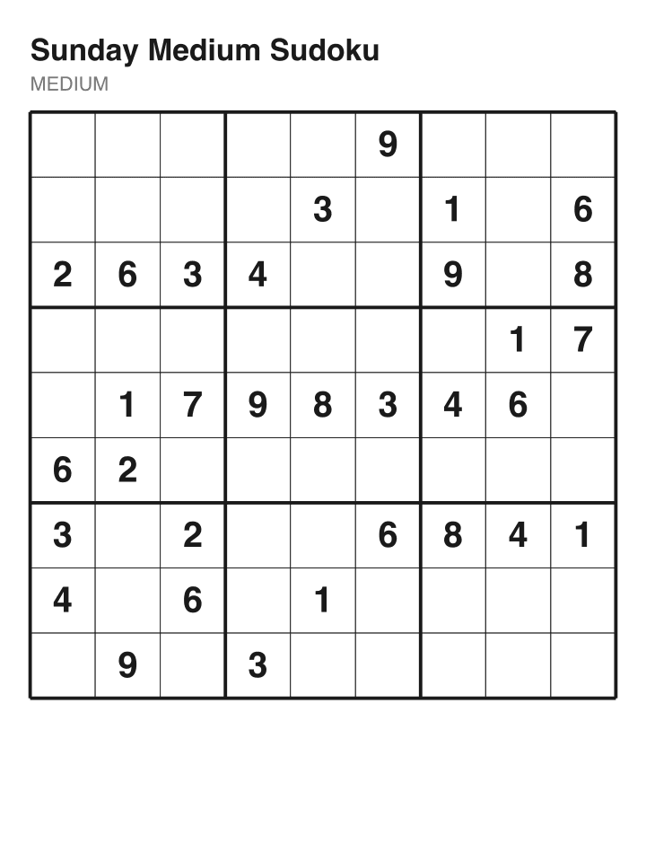 Medium sudoku puzzle, 32 clues