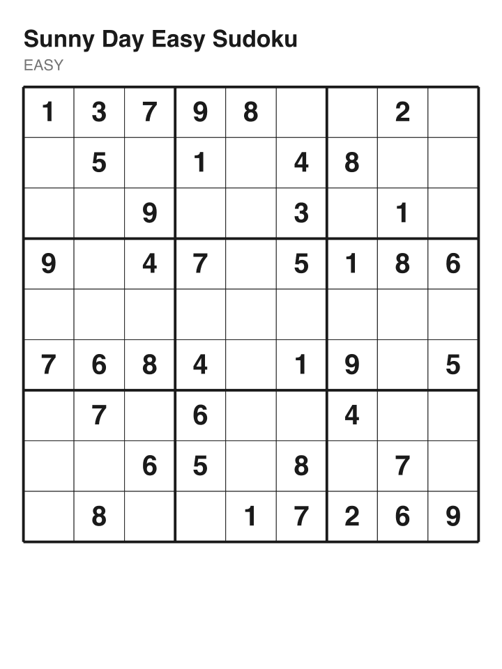 Easy sudoku puzzle, 40 clues
