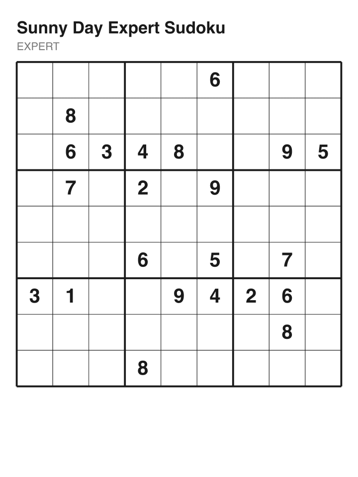 Expert sudoku puzzle, 22 clues